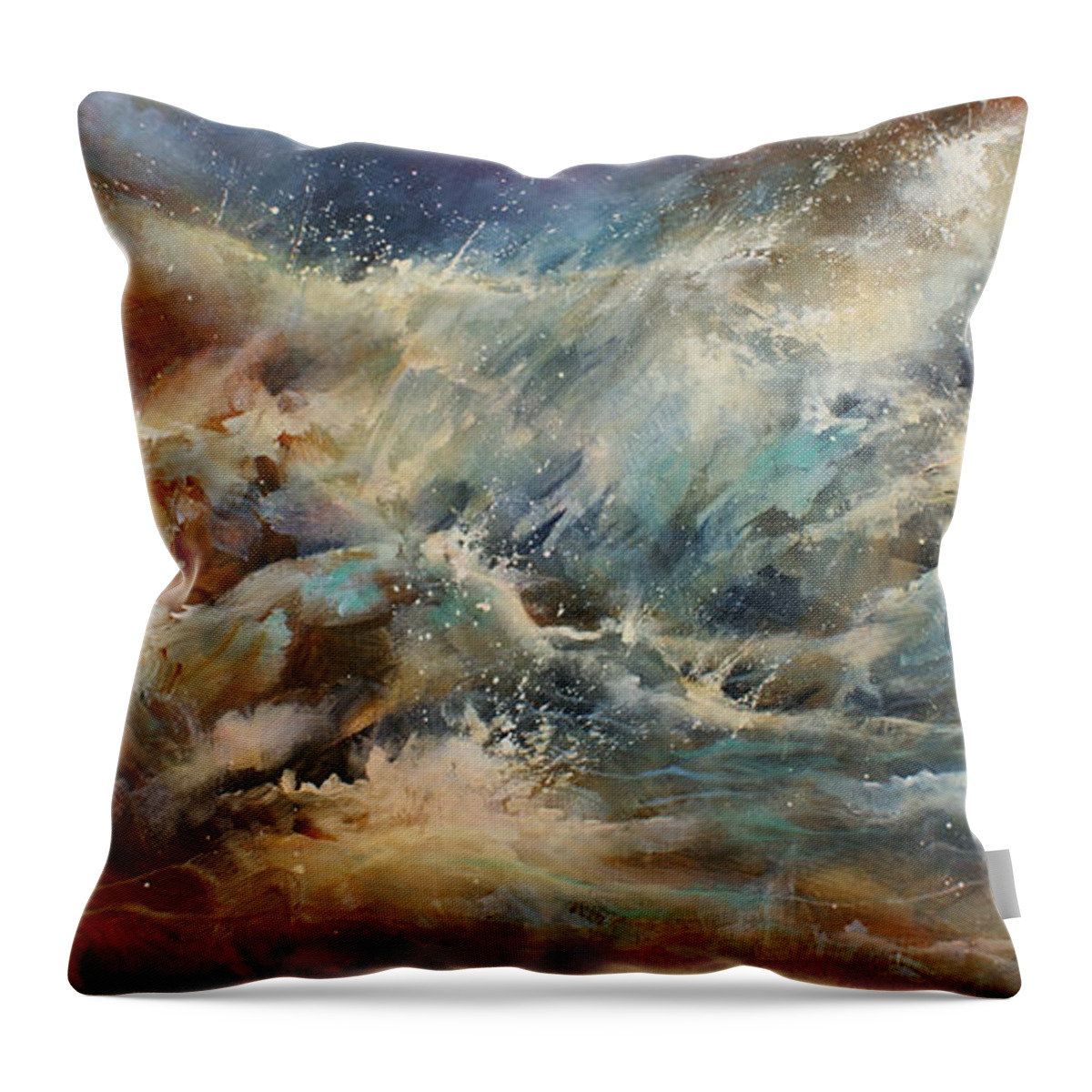 Abstract Expressionism Throw Pillow featuring the painting ' Turmoil ' by Michael Lang