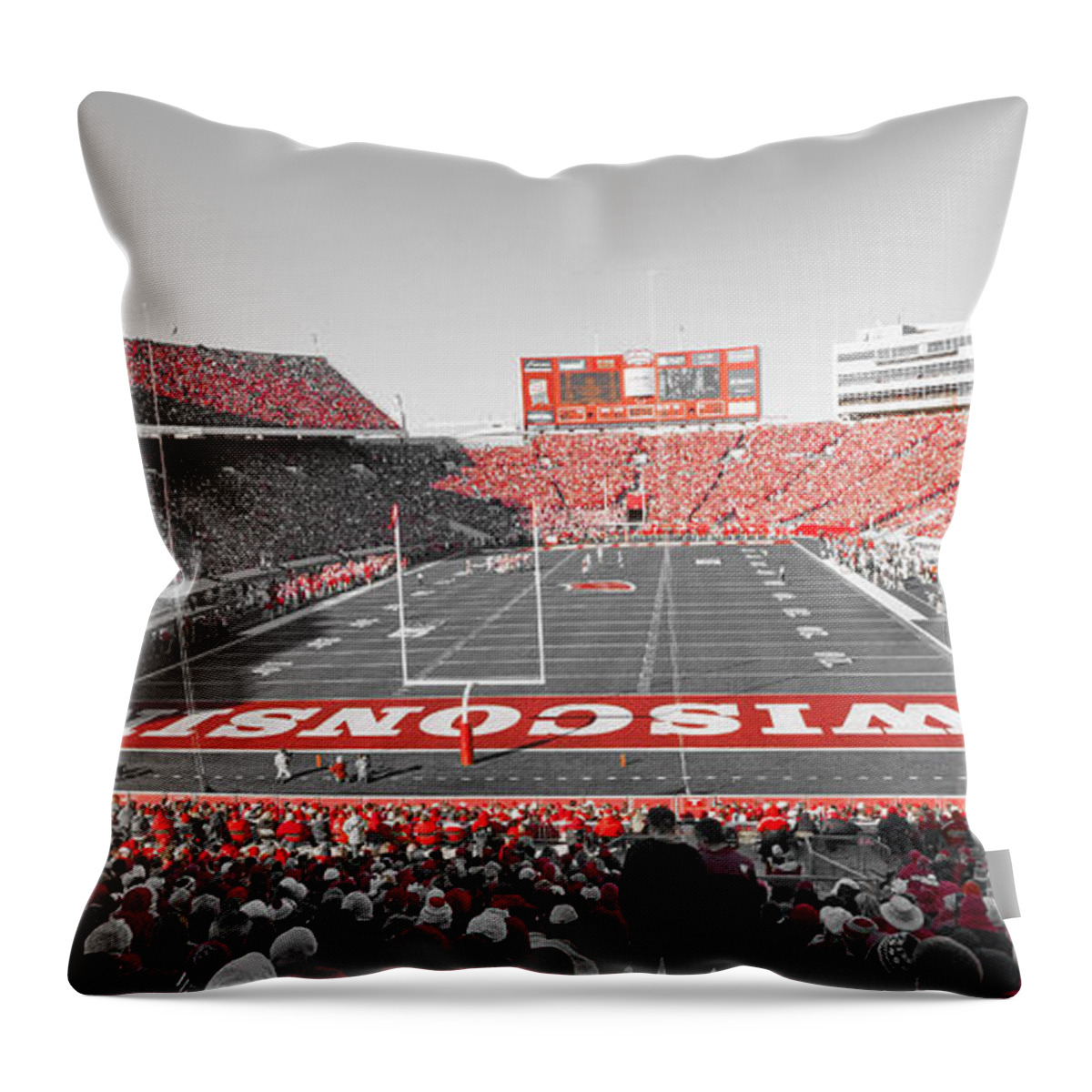 Wisconsin Throw Pillow featuring the photograph 0095 Badger Football by Steve Sturgill