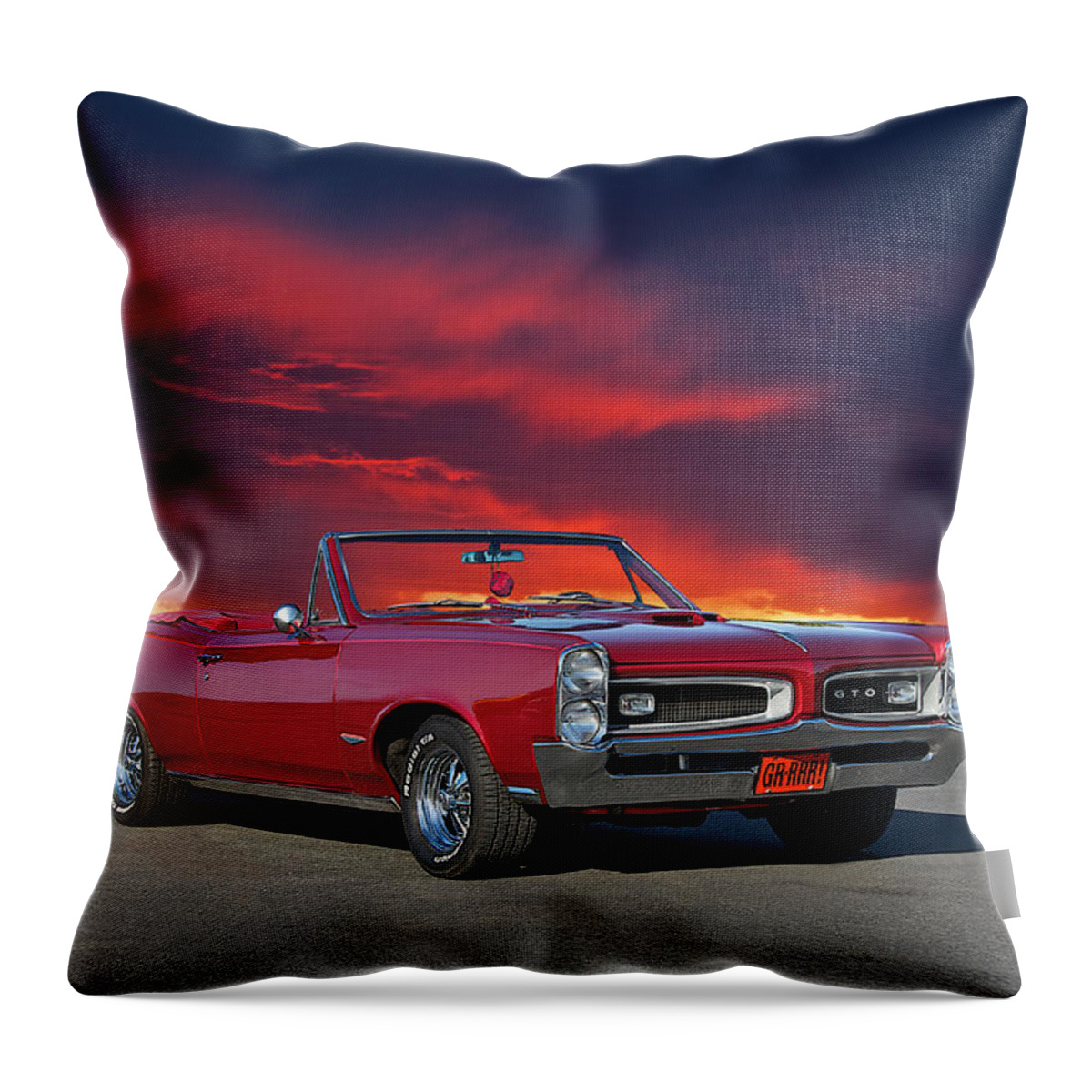 Alloy Throw Pillow featuring the photograph 1966 Pontiac GTO Convertible by Dave Koontz