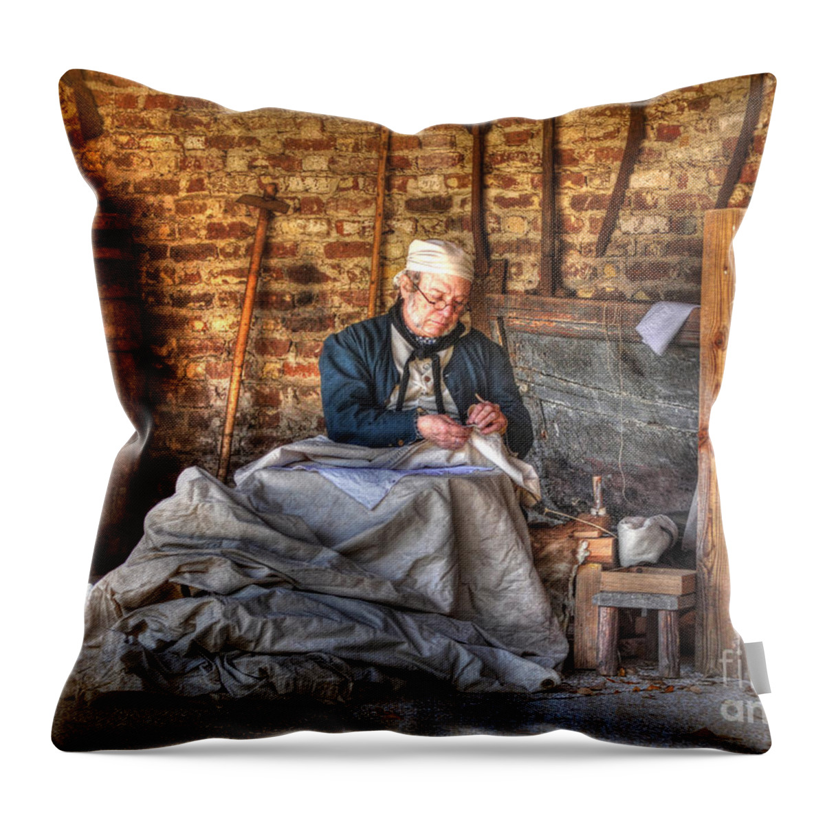 Historic Throw Pillow featuring the photograph A Stitch In Time by Kathy Baccari