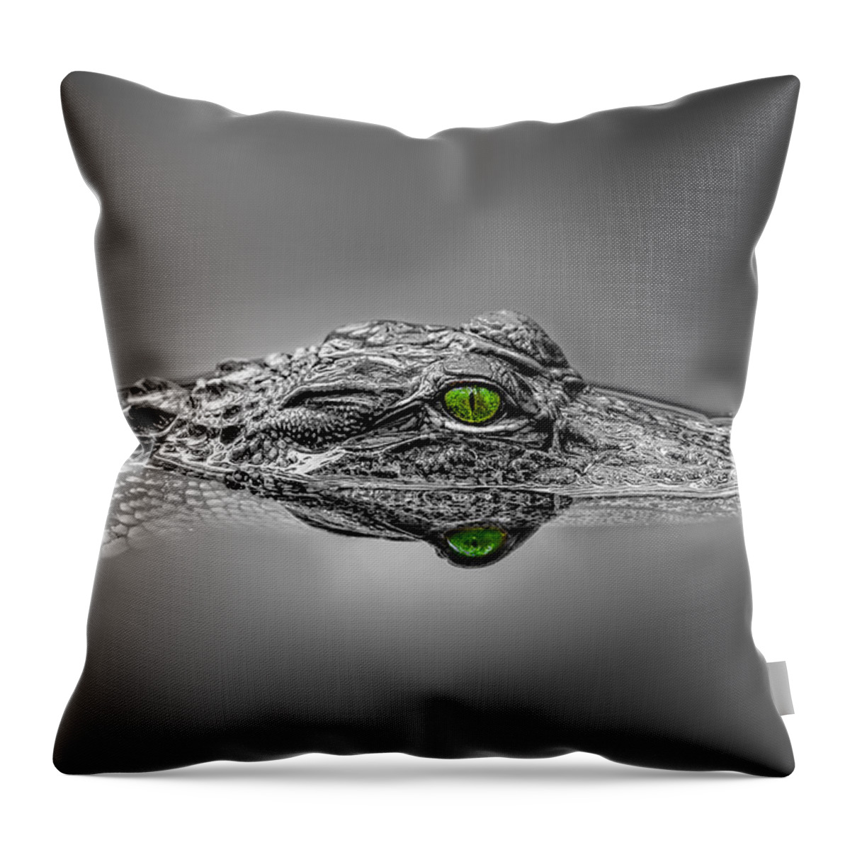 Aggression Throw Pillow featuring the photograph Alligator by Peter Lakomy