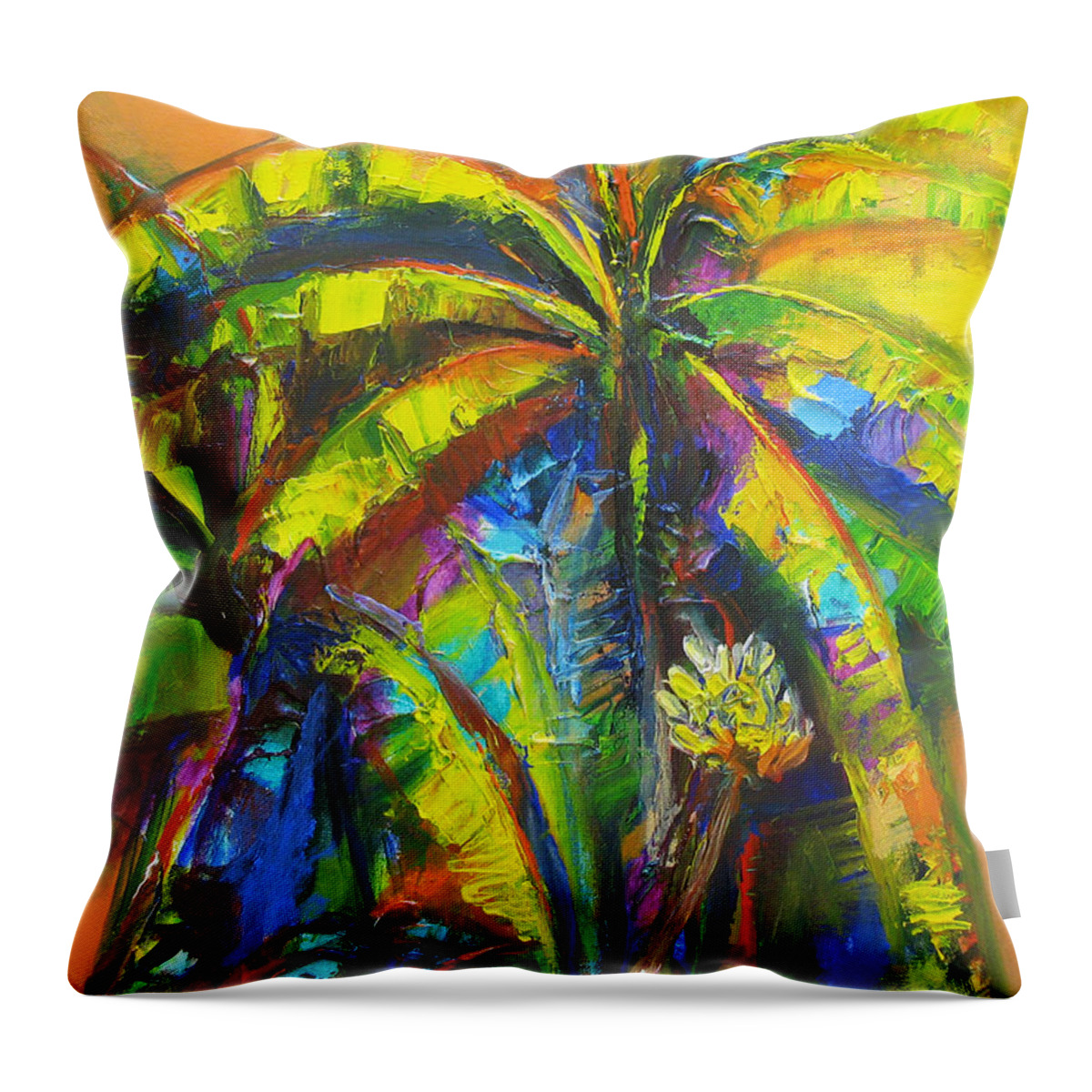 Banana Throw Pillow featuring the painting Bannana Tree by Cynthia McLean