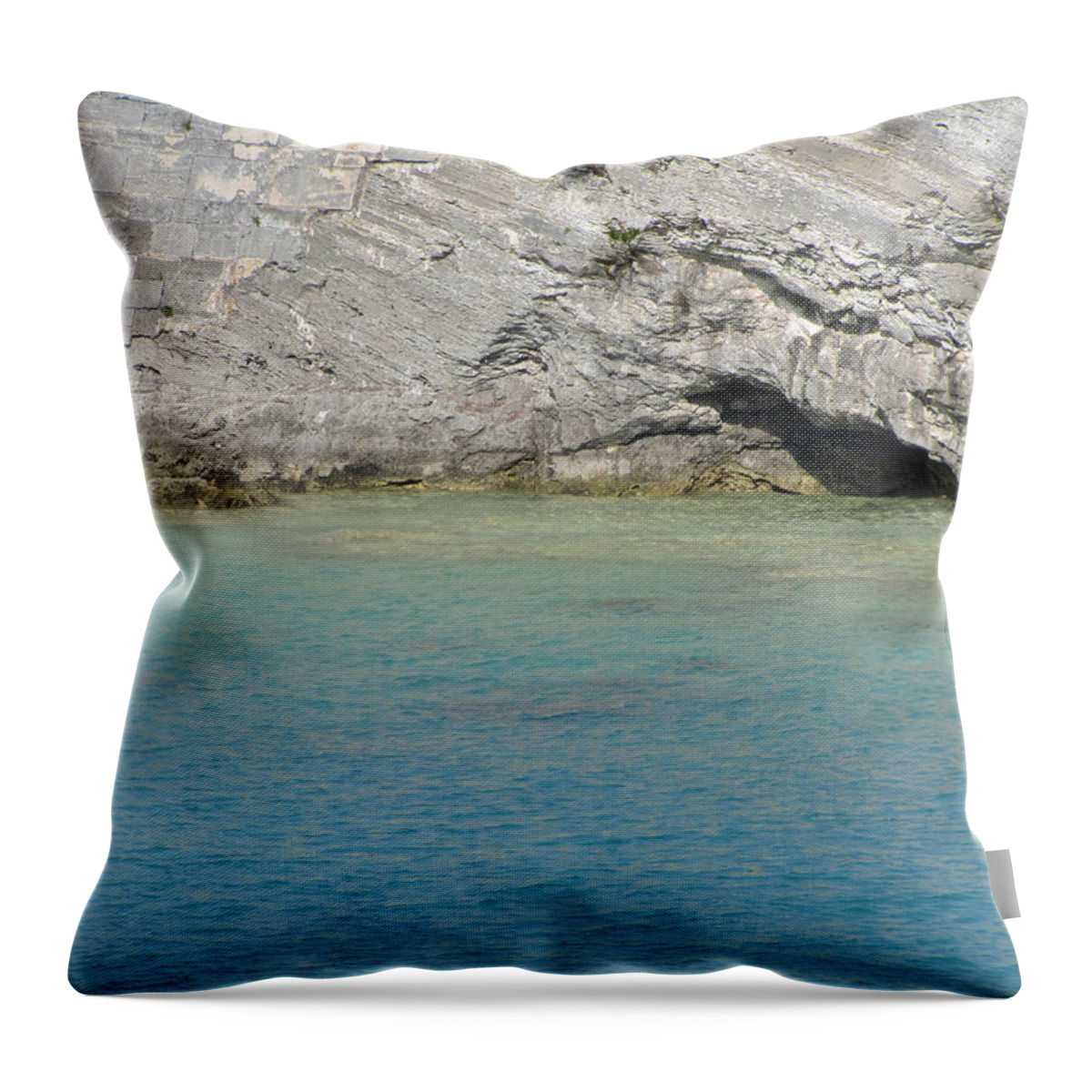 Landscape Throw Pillow featuring the photograph Bermuda Cave by Natalie Rotman Cote
