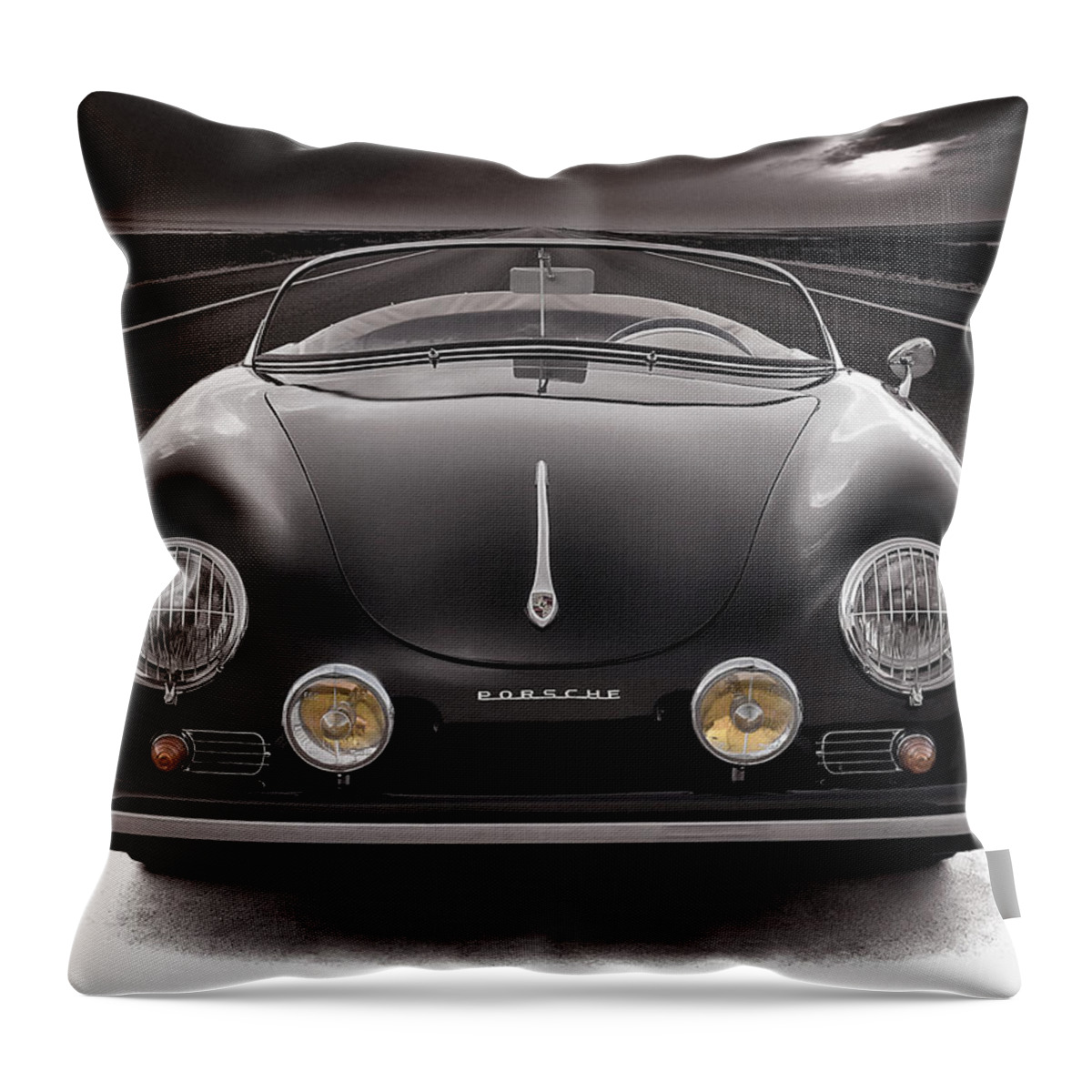 Porsche Throw Pillow featuring the photograph Black Porsche Speedster by Douglas Pittman