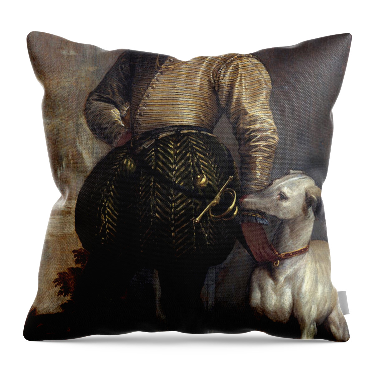 Paolo Veronese Throw Pillow featuring the painting Boy with a Greyhound by Paolo Veronese