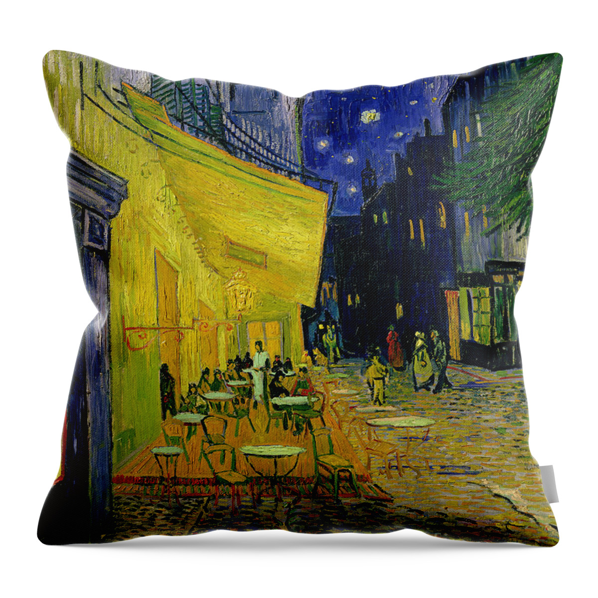 #faatoppicks Throw Pillow featuring the painting Cafe Terrace Arles by Vincent van Gogh