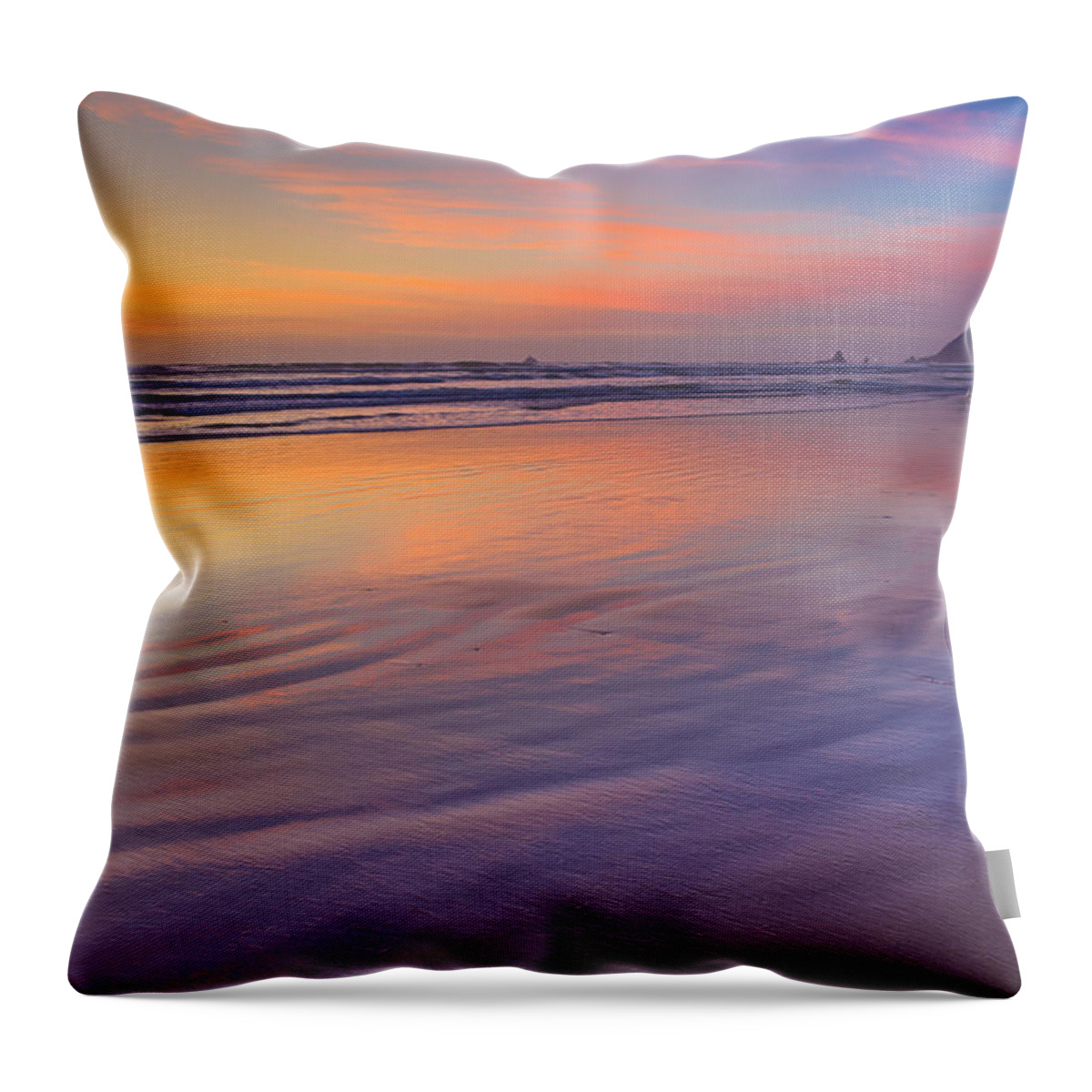 Cannon Beach Throw Pillow featuring the photograph Cannon Beach Sunset by Adam Mateo Fierro