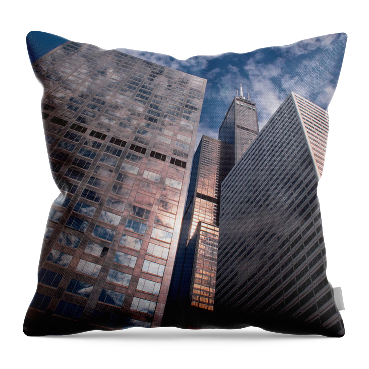 Chicago Downtown Throw Pillow featuring the photograph Chicago Downtown Buildings by Dejan Jovanovic
