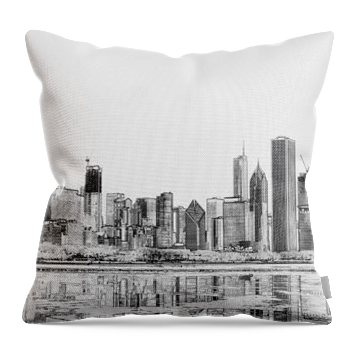 Chicago Panorama Throw Pillow featuring the digital art Chicago Panorama by Dejan Jovanovic