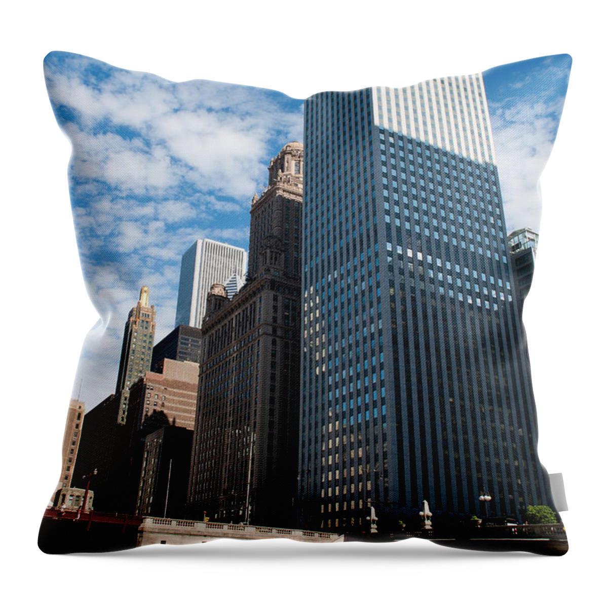 Chicago Downtown Throw Pillow featuring the photograph Chicago River by Dejan Jovanovic
