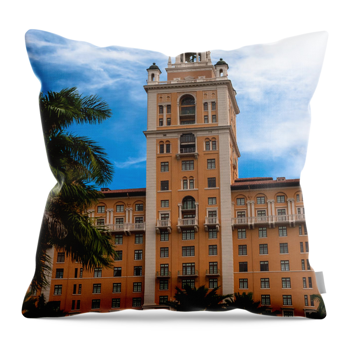 1926 Throw Pillow featuring the photograph Coral Gables Biltmore Hotel by Ed Gleichman