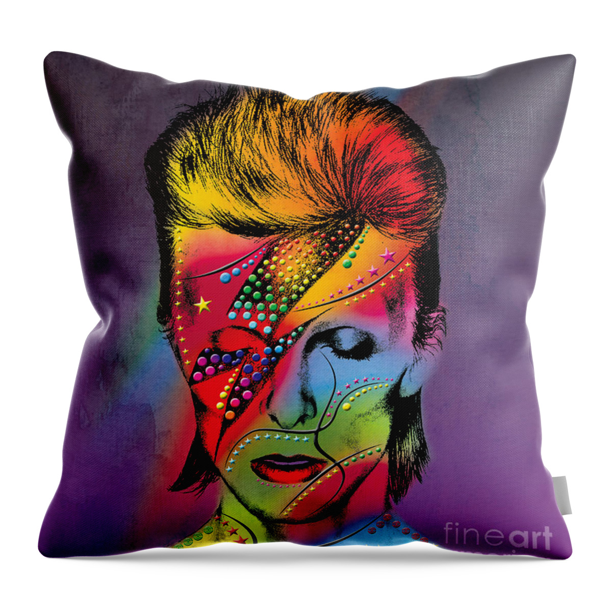 David Bowie Throw Pillow featuring the digital art David Bowie by Mark Ashkenazi