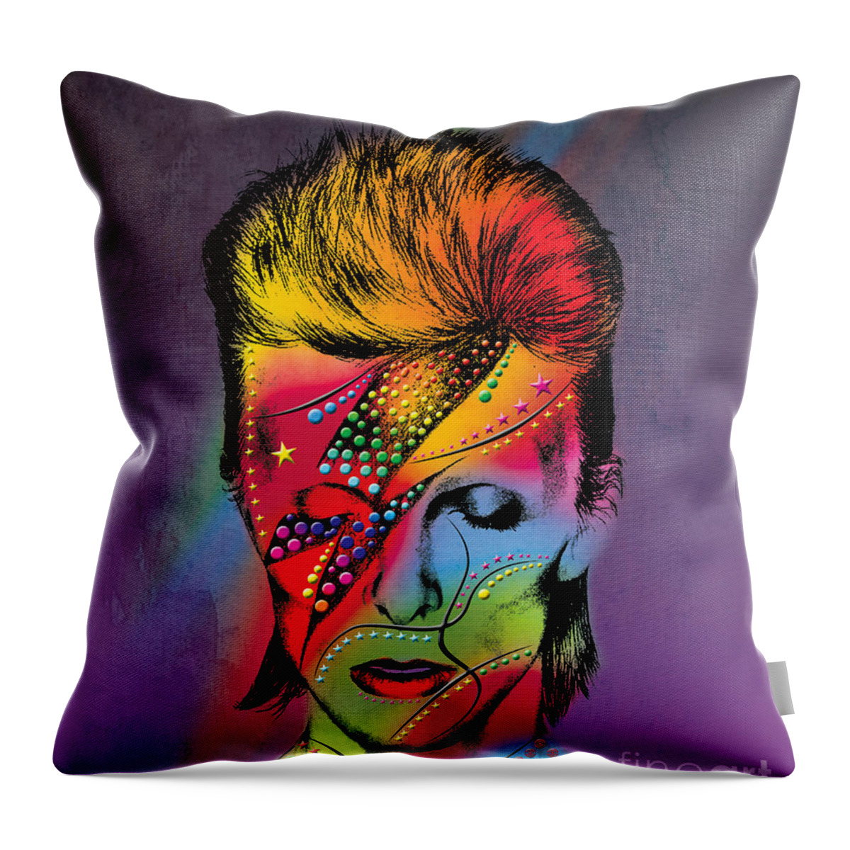  Throw Pillow featuring the digital art David Bowie by Mark Ashkenazi