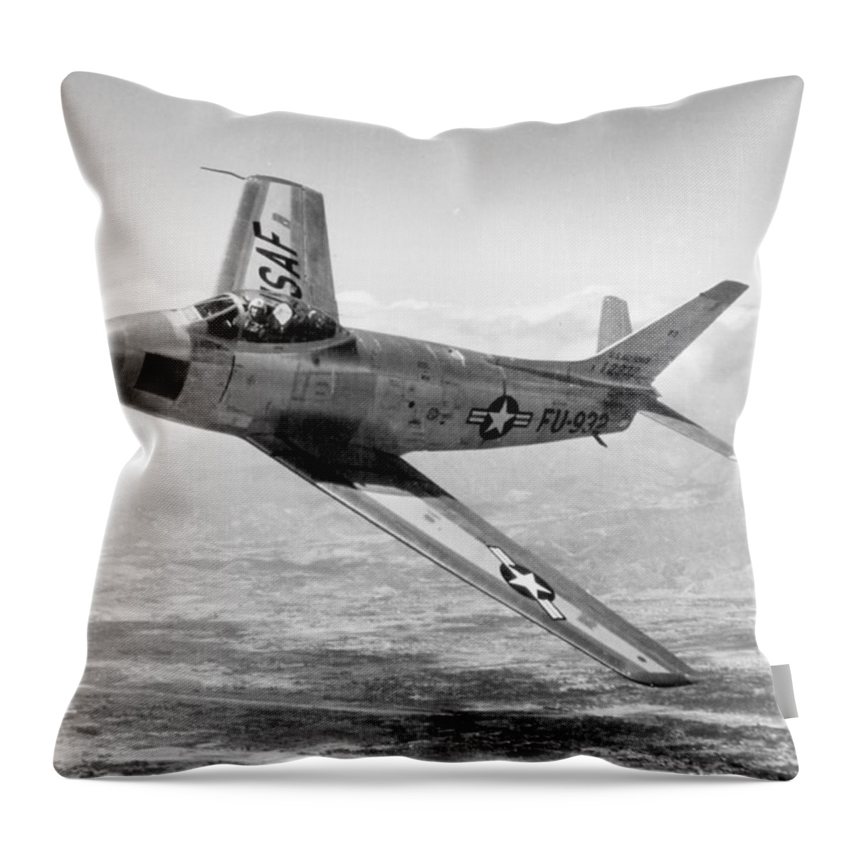 Science Throw Pillow featuring the photograph F-86 Sabre, First Swept-wing Fighter by Science Source