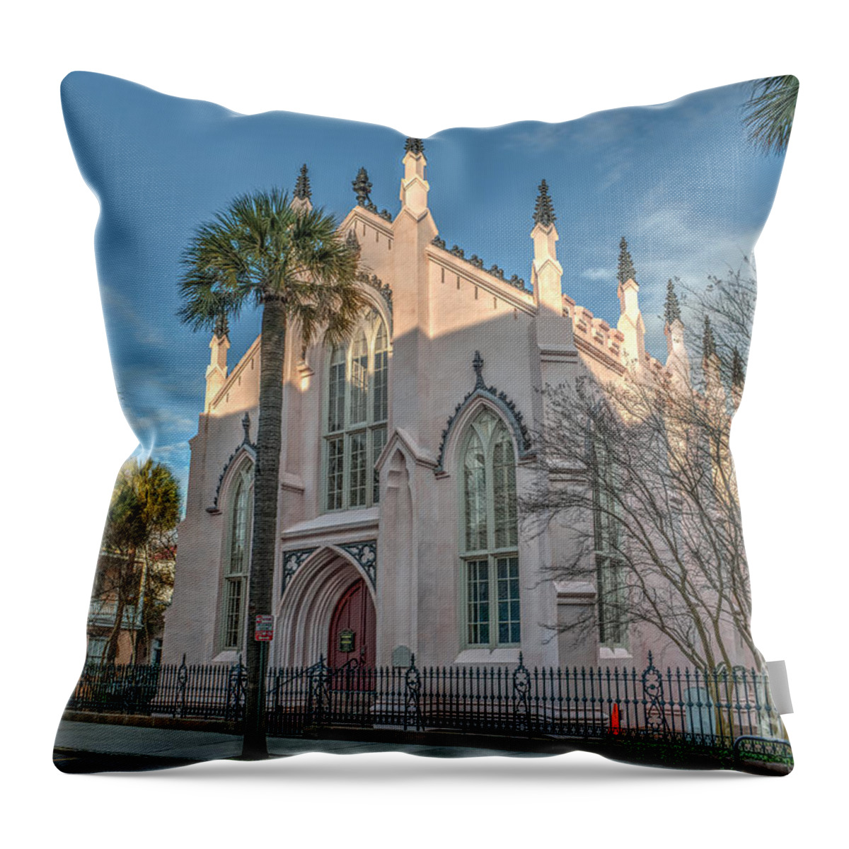 The Huguenot Church Throw Pillow featuring the photograph French Huguenot Church by Dale Powell