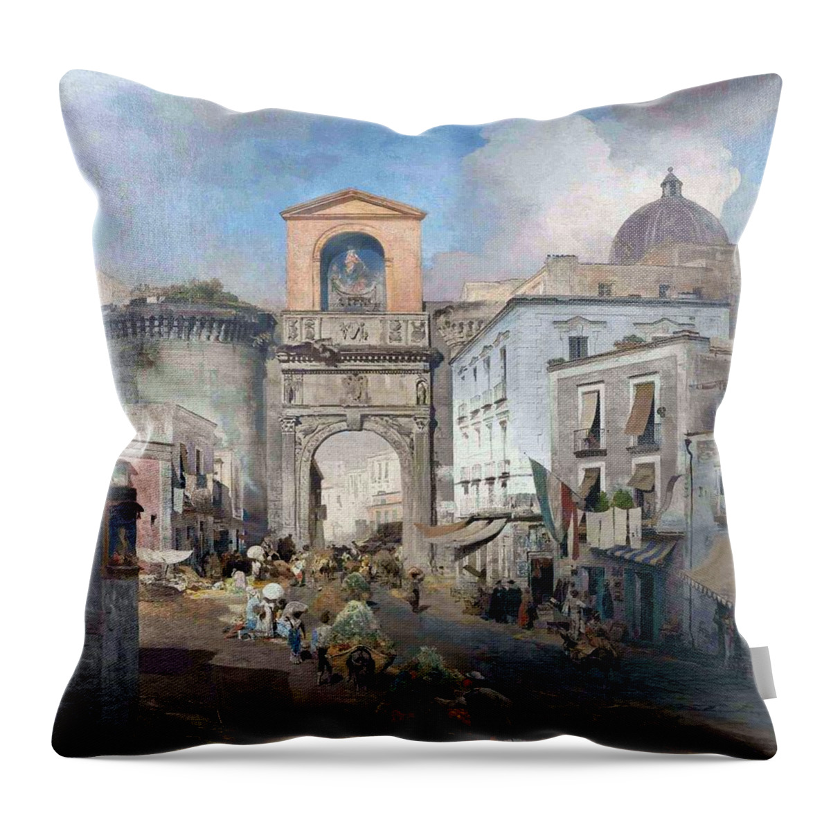 Going To Market Throw Pillow featuring the painting Going To Market by MotionAge Designs
