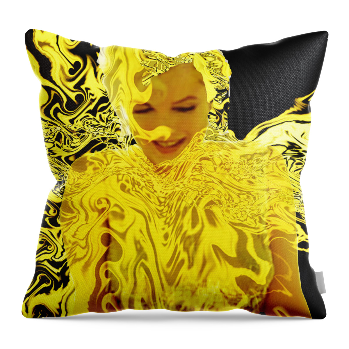 Golden Goddess Throw Pillow featuring the digital art Golden Goddess by Seth Weaver