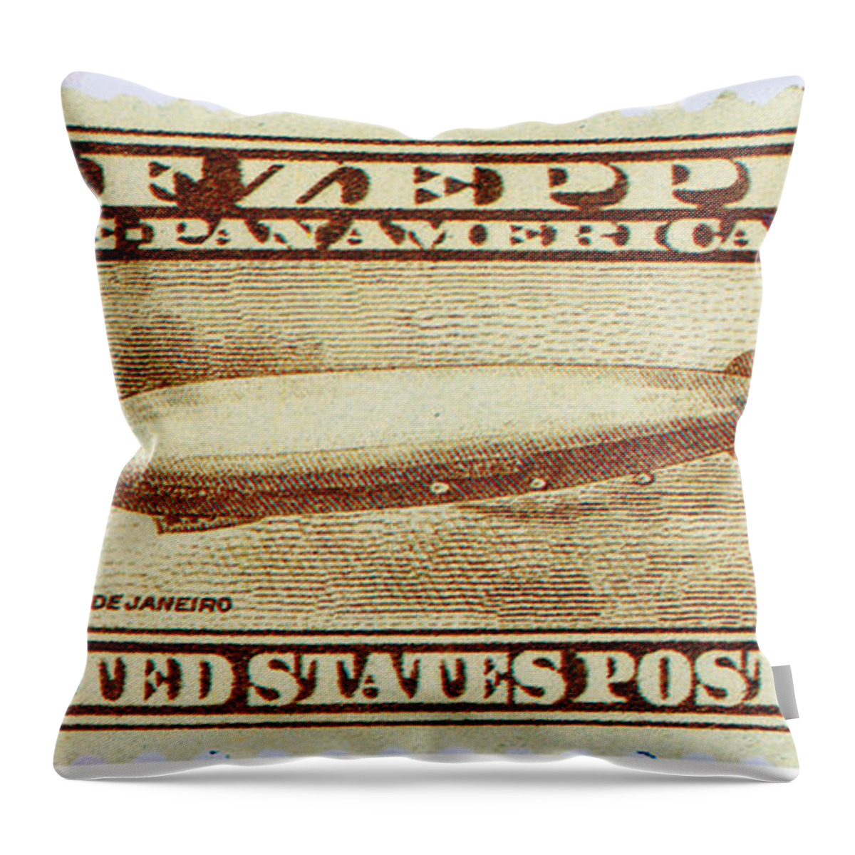 Philately Throw Pillow featuring the photograph Graf Zeppelin, U.s. Postage Stamp, 1930 by Science Source
