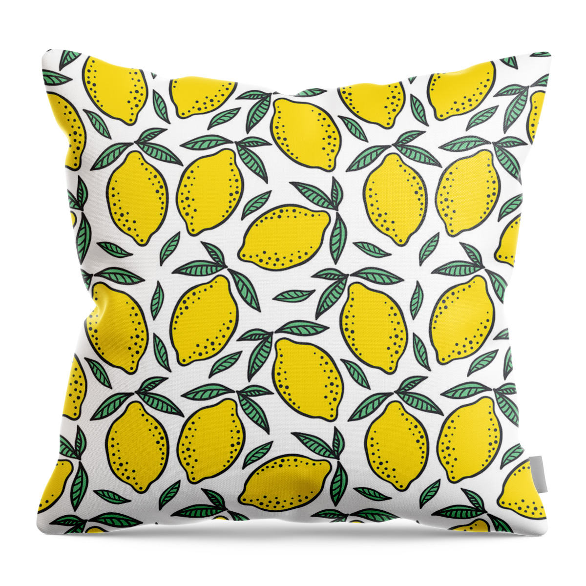 Art Throw Pillow featuring the digital art Hand Drawn Colorful Seamless Pattern Of by Ekaterina Bedoeva