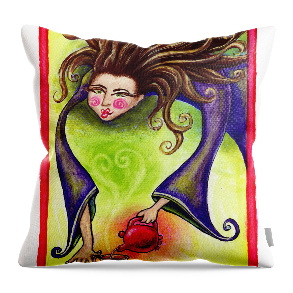 Teapot Throw Pillow featuring the painting Lady of Tea by Michelle Bien