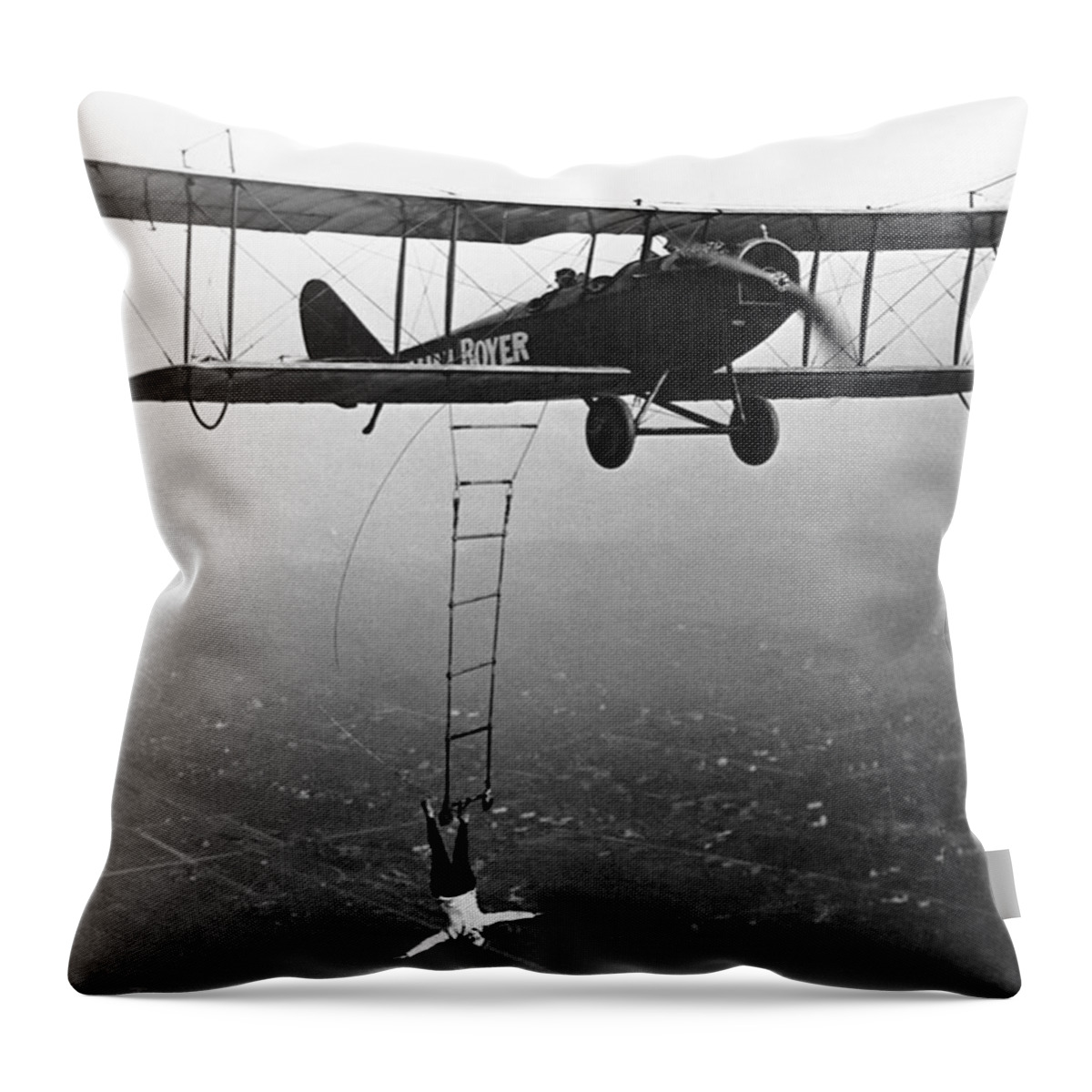 Entertainment Throw Pillow featuring the photograph Lillian Boyer, American Daredevil Wing by Science Source