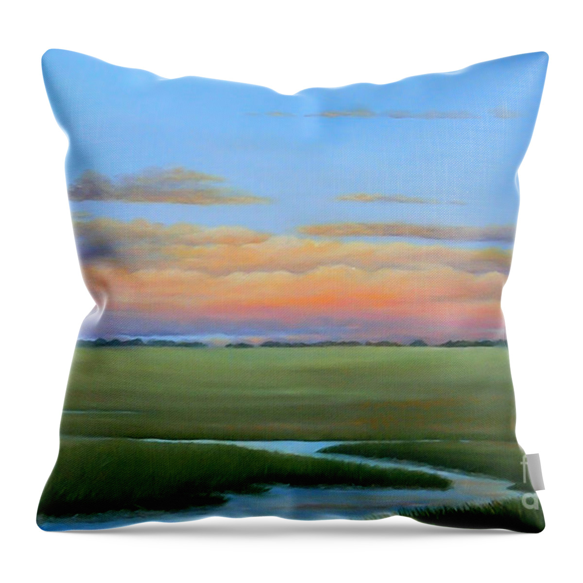Audrey Mcleod Throw Pillow featuring the painting Lowcountry Sunset by Audrey McLeod