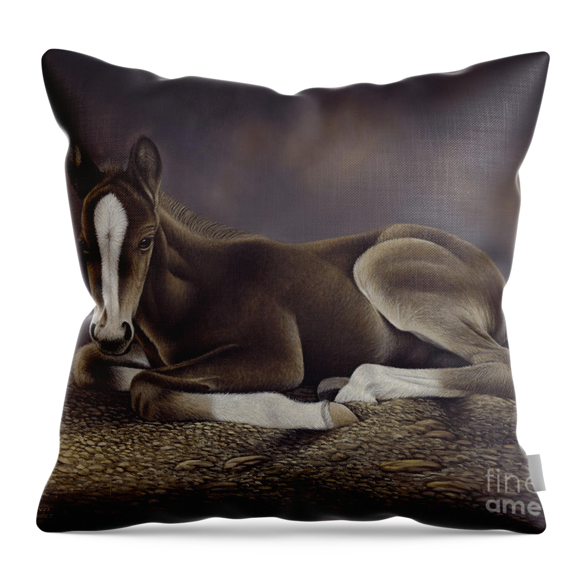 Horses Throw Pillow featuring the painting Lucky by Ricardo Chavez-Mendez