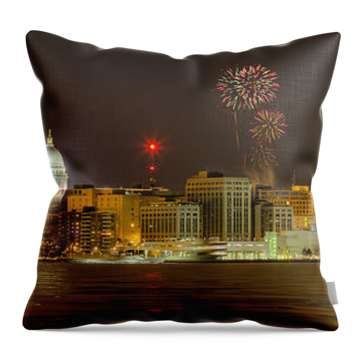 Capitol Throw Pillow featuring the photograph Madison New Years Eve by Steven Ralser