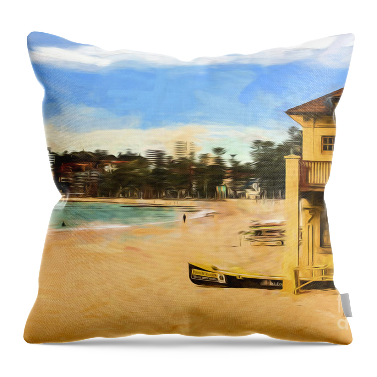 People Throw Pillow featuring the photograph Manly Beach by Sheila Smart Fine Art Photography