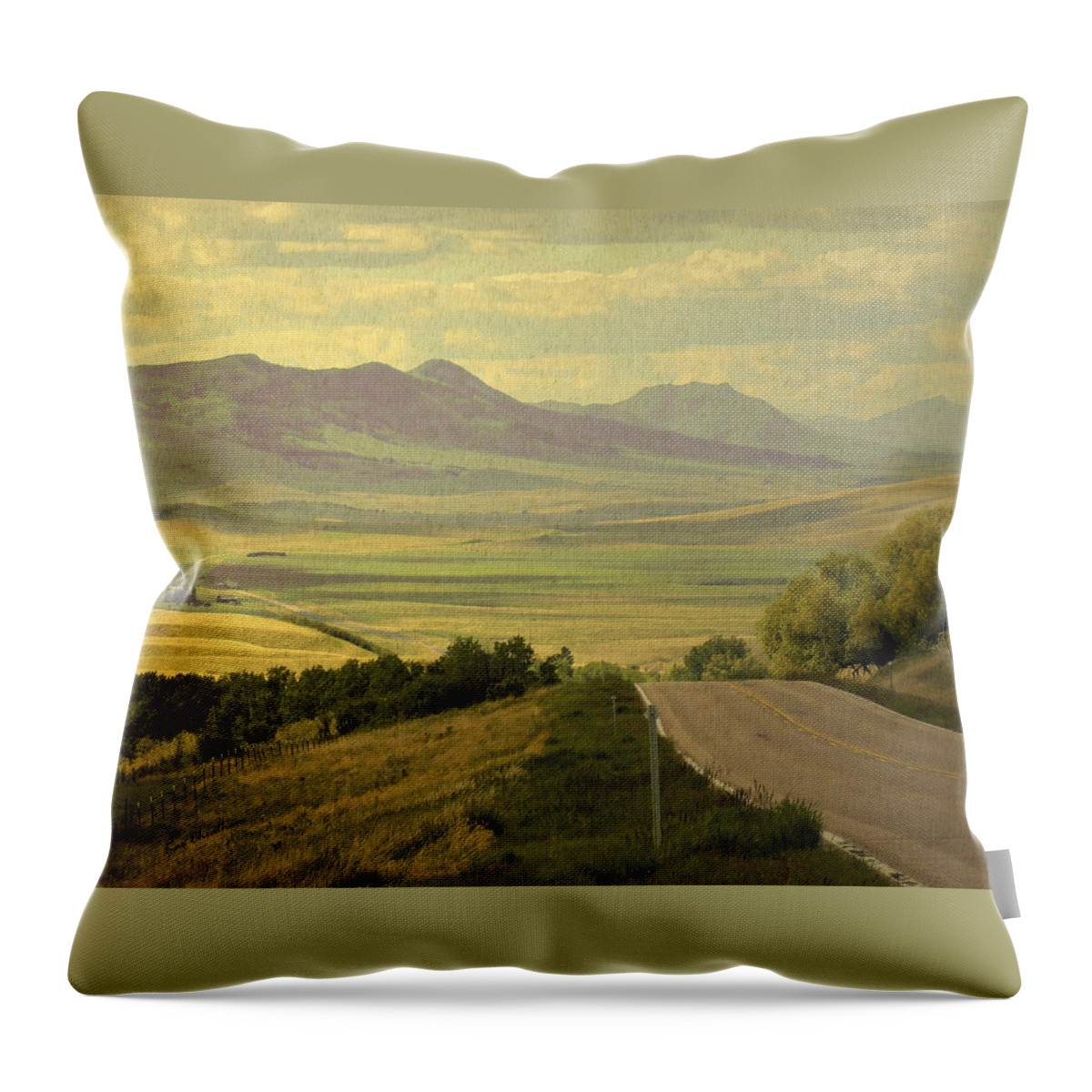 Montana Highway 434 Throw Pillow featuring the photograph Montana Highway -1 by Kae Cheatham