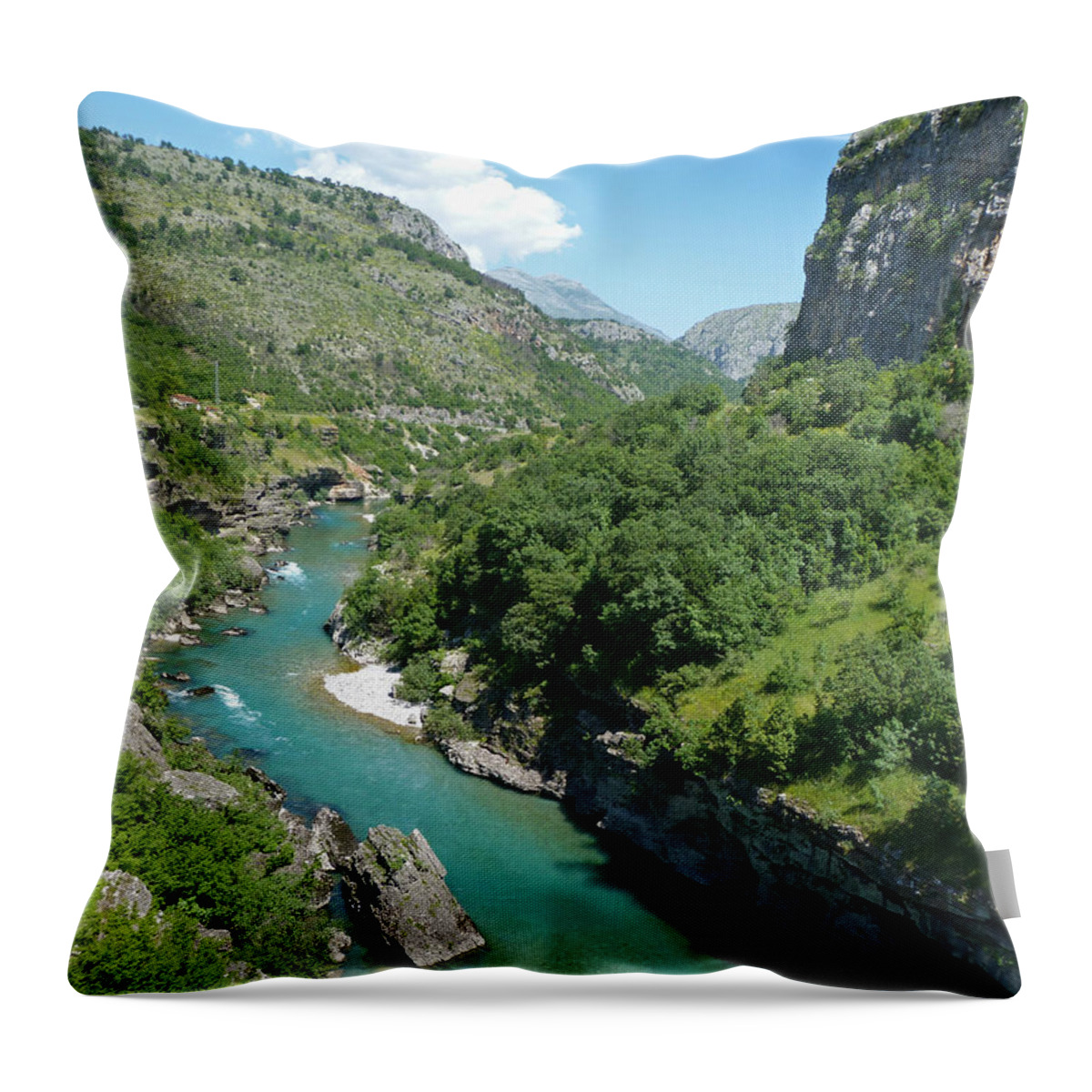 Moraca River Throw Pillow featuring the photograph Moraca River - Montenegro by Phil Banks