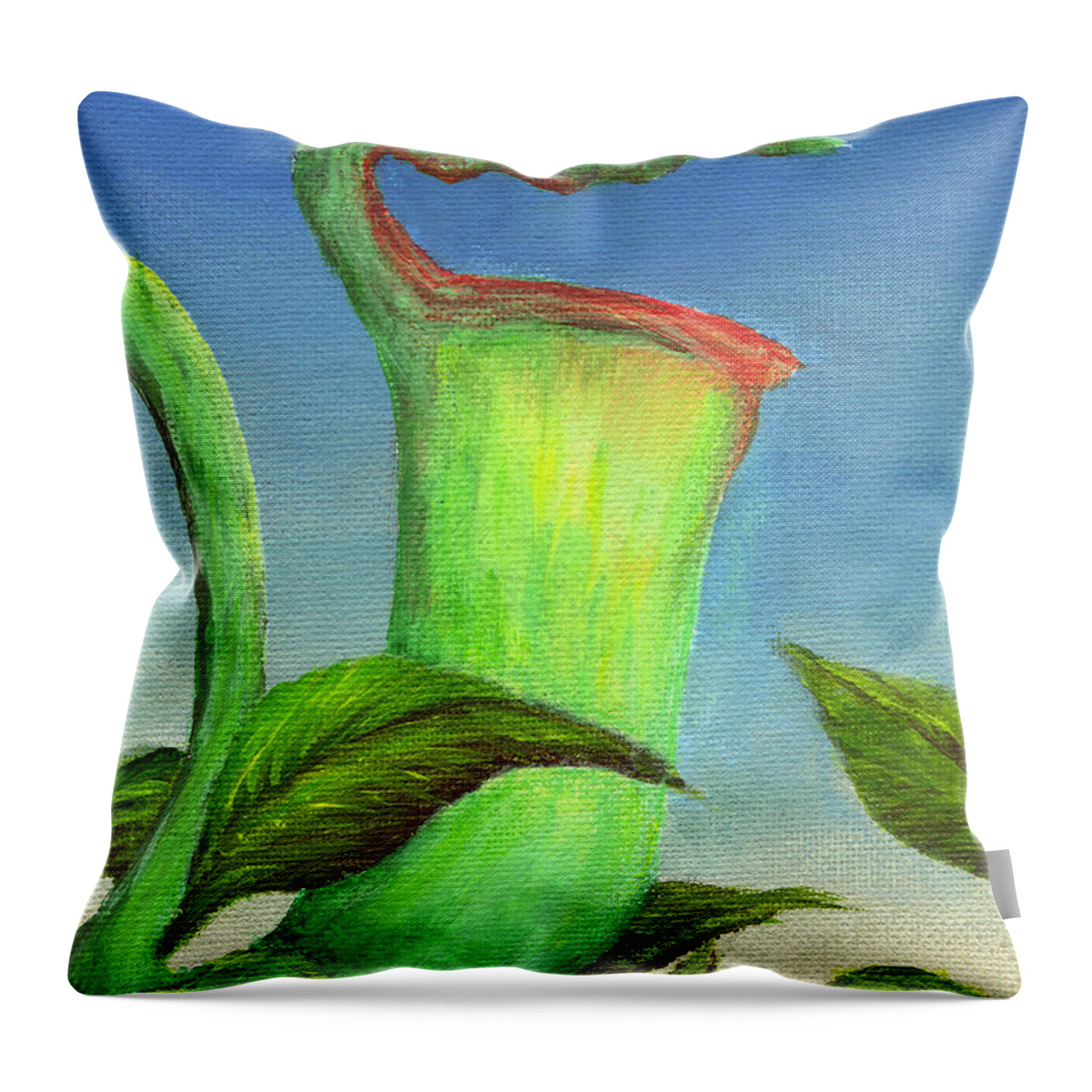 Plant Throw Pillow featuring the painting Pitcher Plant by Michelle Bien