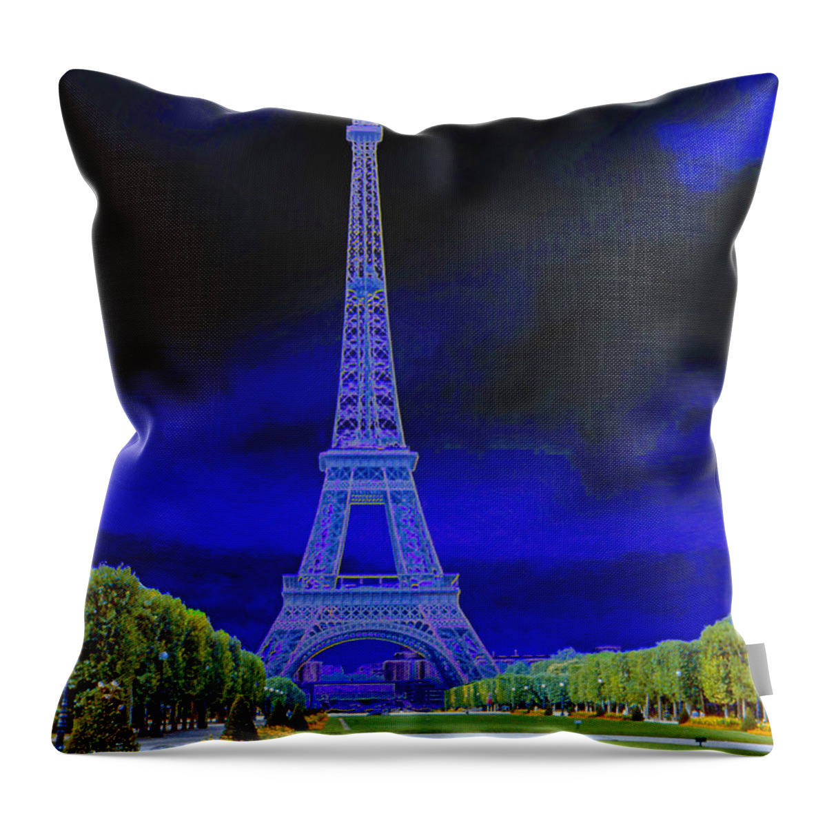 Eiffel Tower Throw Pillow featuring the photograph Purple Eiffel by Chuck Staley
