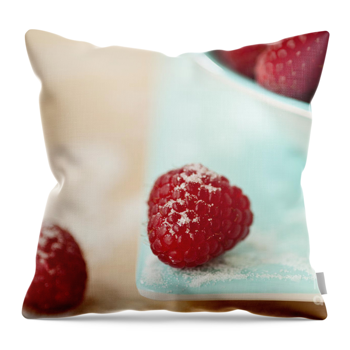 Abundance Throw Pillow featuring the photograph Raspberries Sprinkled With Sugar by Jim Corwin