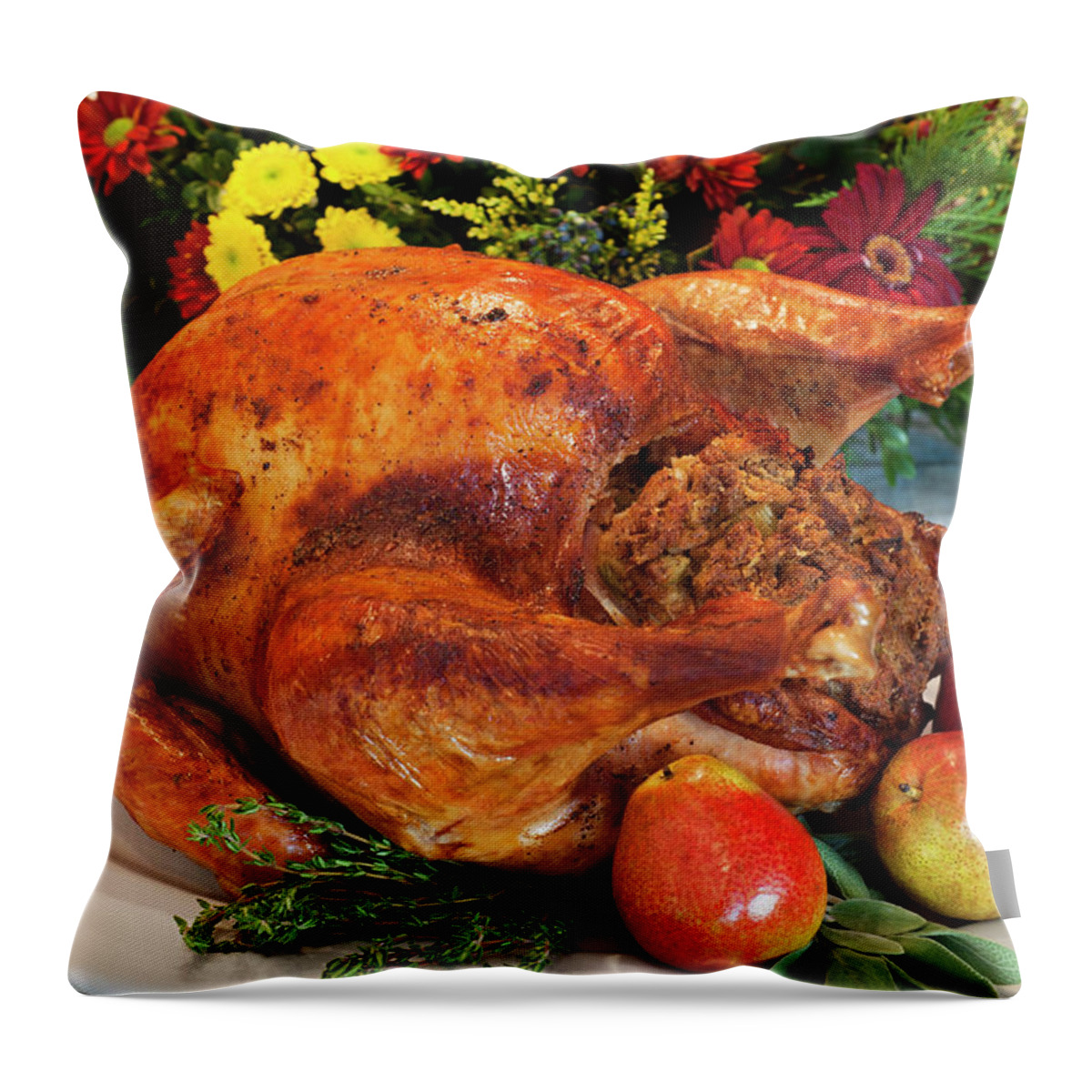 Stuffed Throw Pillow featuring the photograph Roast Turkey by Tetra Images