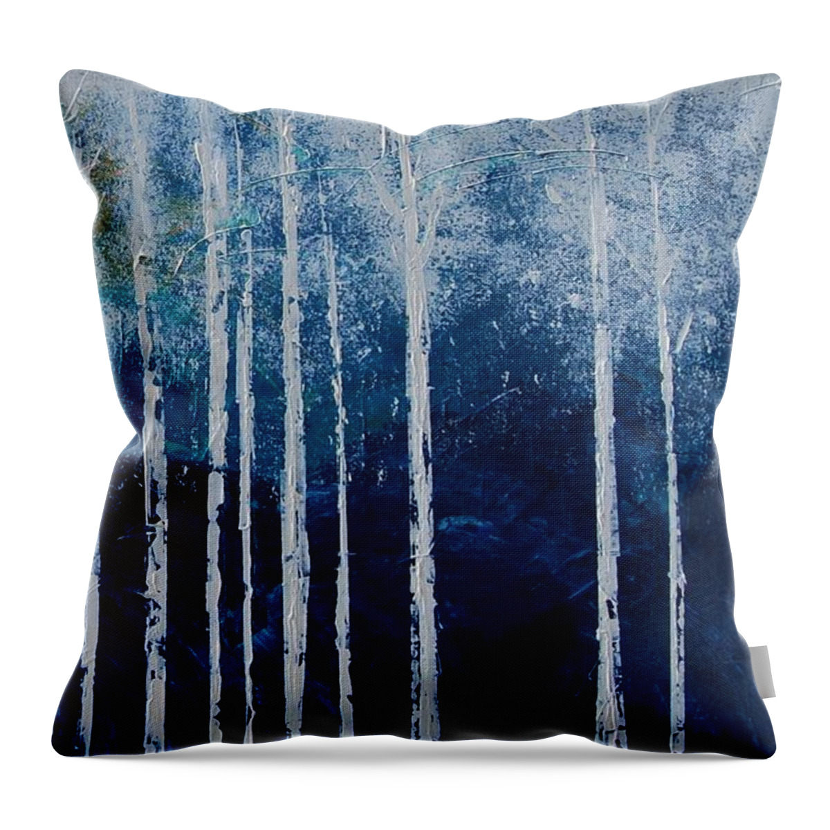 Snow Throw Pillow featuring the painting Shivver by Linda Bailey