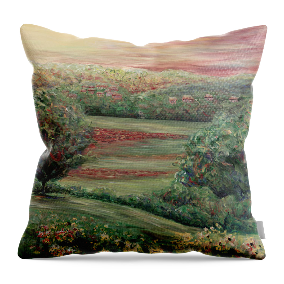Tuscany Throw Pillow featuring the painting Summer in Tuscany by Nadine Rippelmeyer