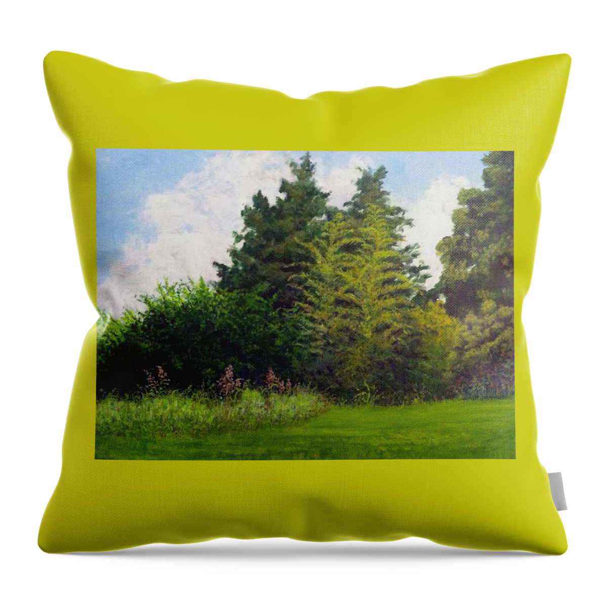 Trees Throw Pillow featuring the painting Summer by Jeanette Jarmon