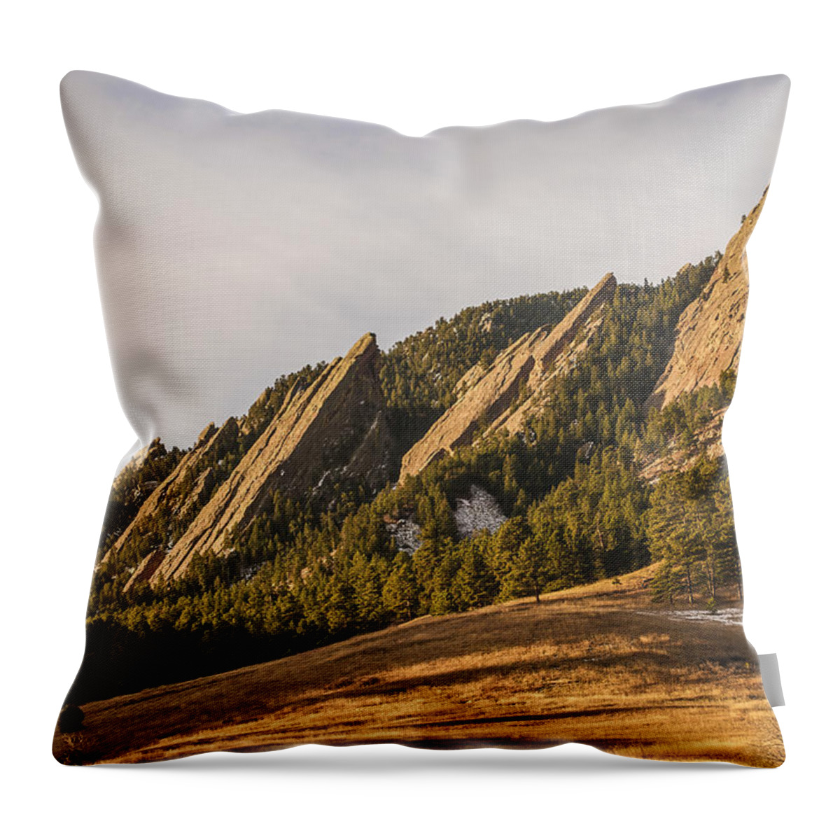 Flatirons Throw Pillow featuring the photograph The Flatirons 2 by Aaron Spong