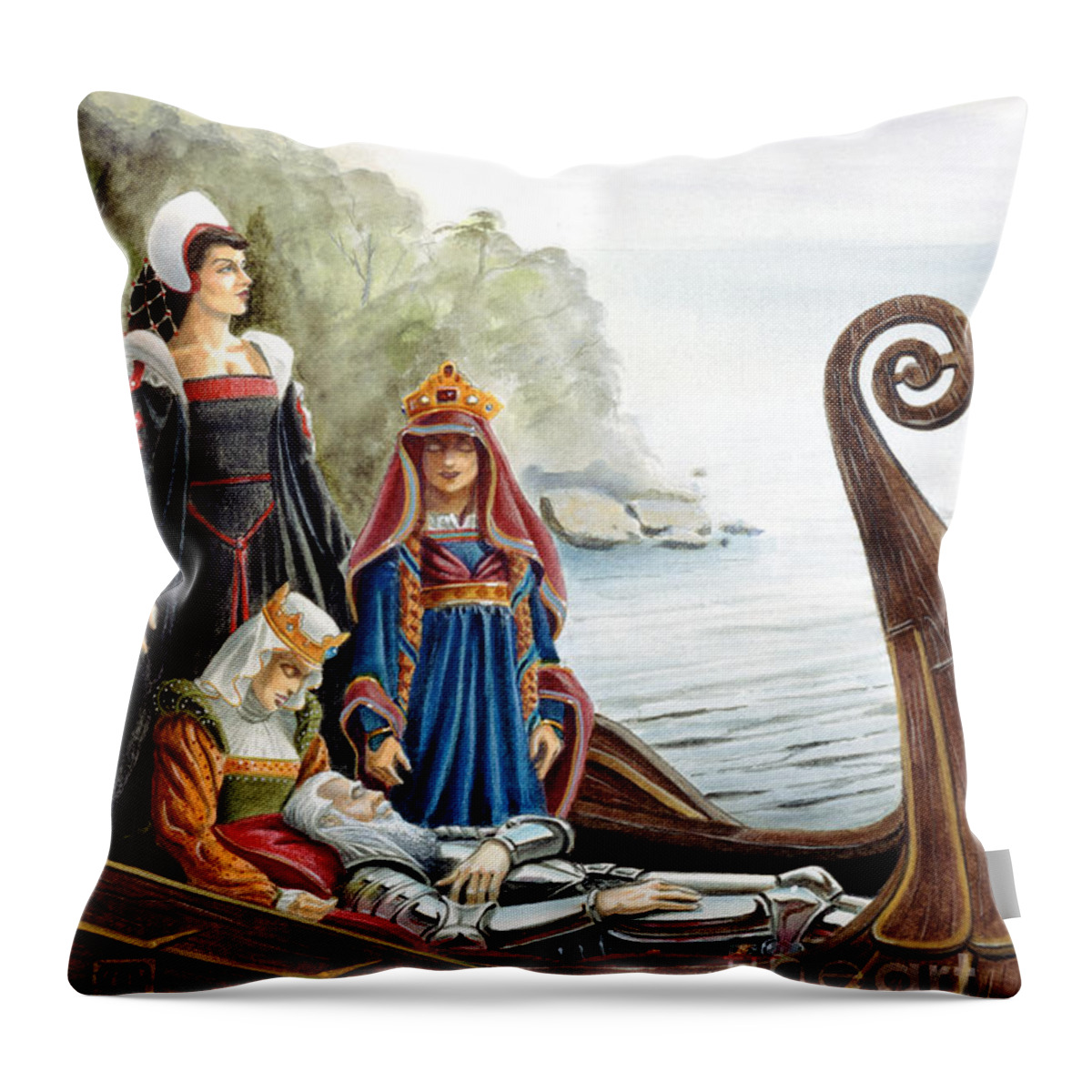 Avalon Throw Pillow featuring the painting The Isle of Avalon by Melissa A Benson