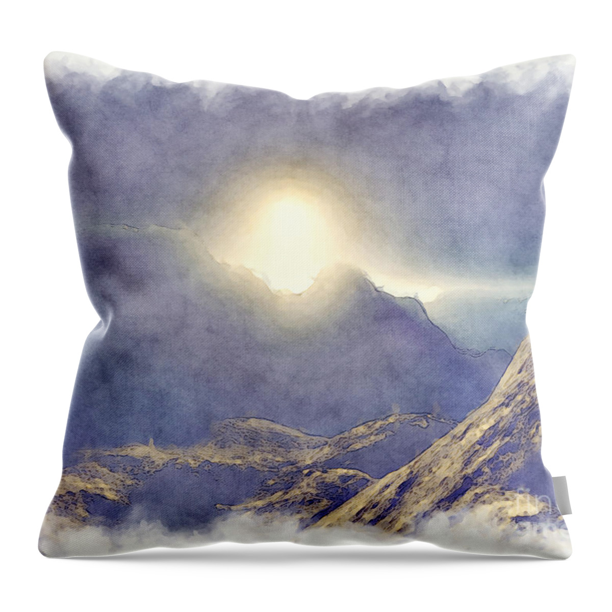 Mountains Throw Pillow featuring the digital art Top of The World by Phil Perkins