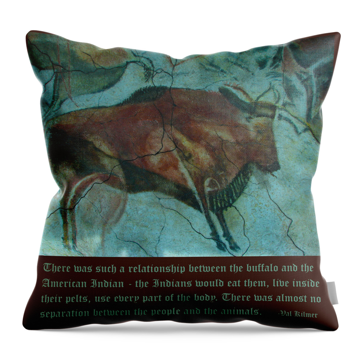 Val Kilmer On The Bison Throw Pillow featuring the digital art Val Kilmer On The Bison by Unknown