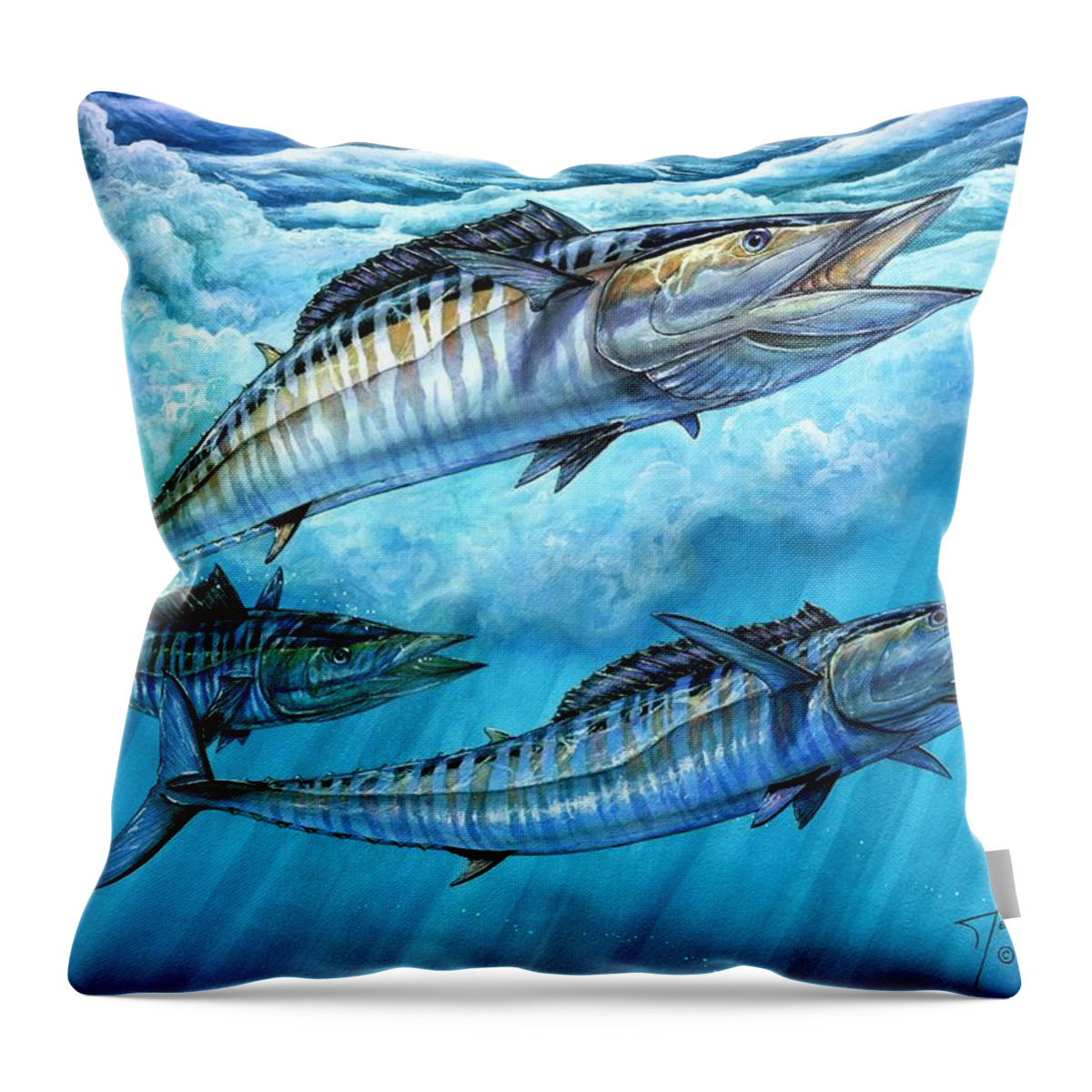 Wahoo Throw Pillow featuring the painting Wahoo In Freedom by Terry Fox