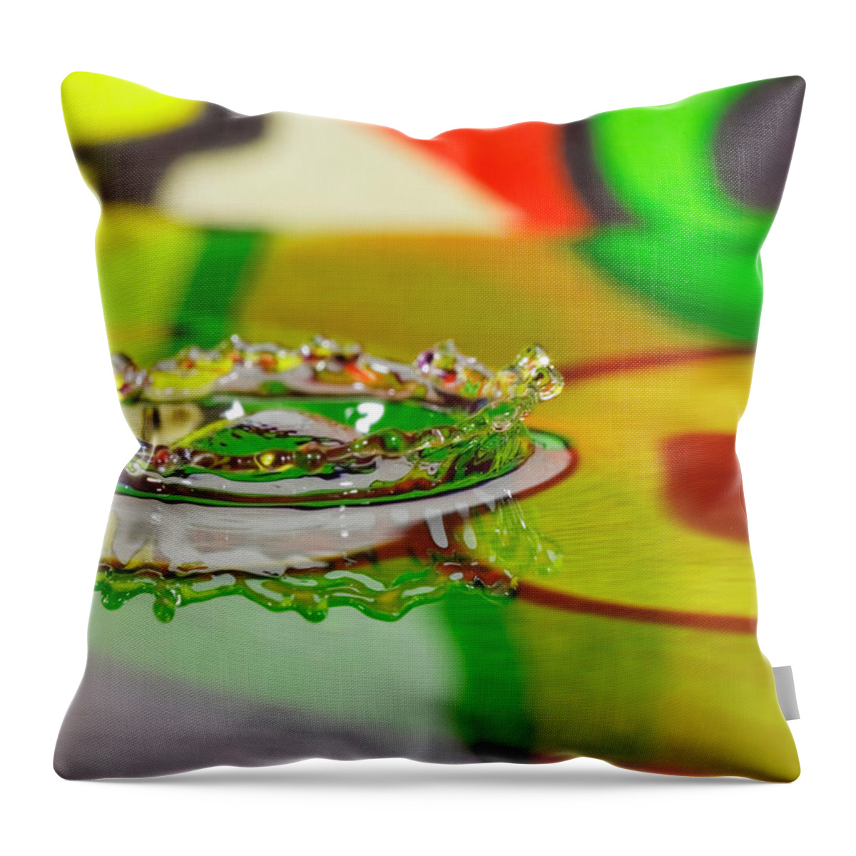  Abstract Throw Pillow featuring the photograph Water Crown by Peter Lakomy