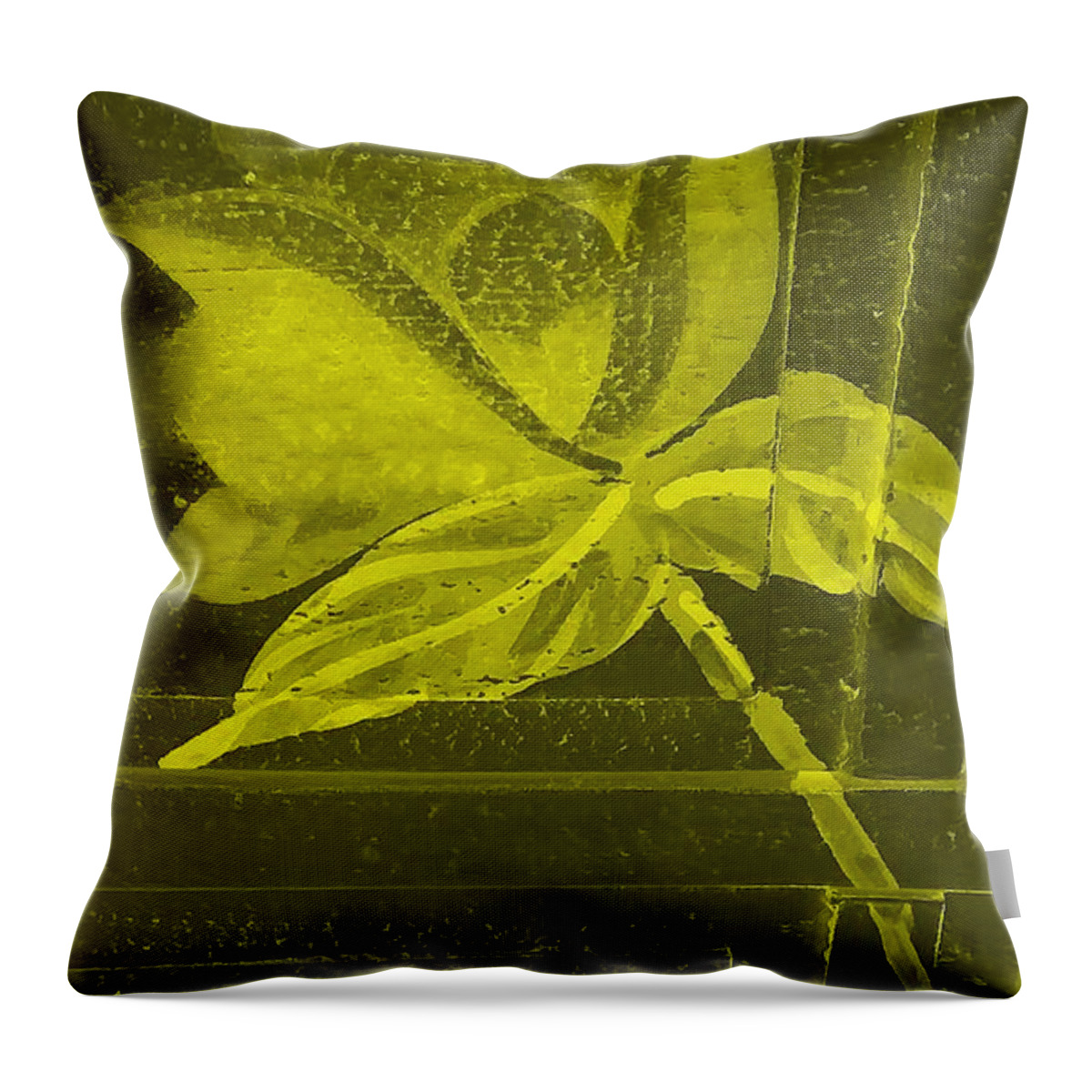 Flowers Throw Pillow featuring the photograph Yellow Negative Wood Flower by Rob Hans