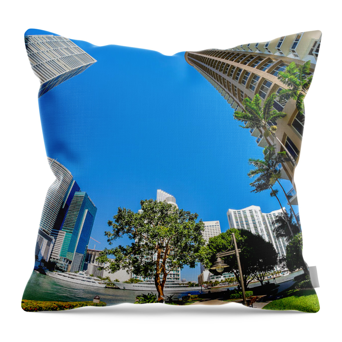 Architecture Throw Pillow featuring the photograph Downtown Miami by Raul Rodriguez