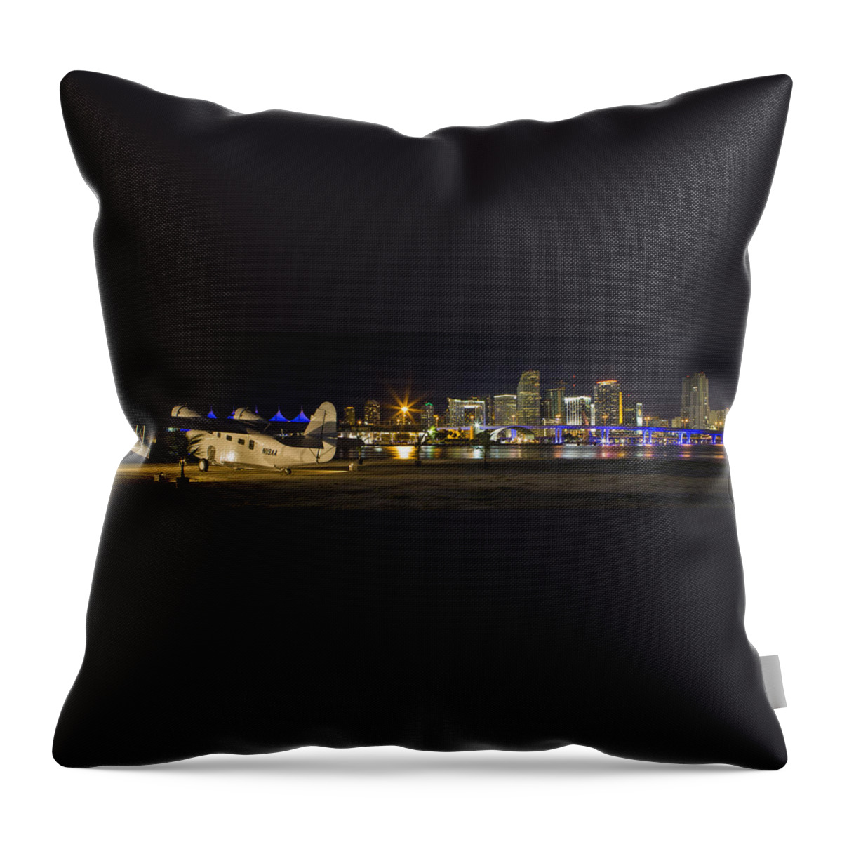 Architecture Throw Pillow featuring the photograph Miami Downtown Skyline by Raul Rodriguez