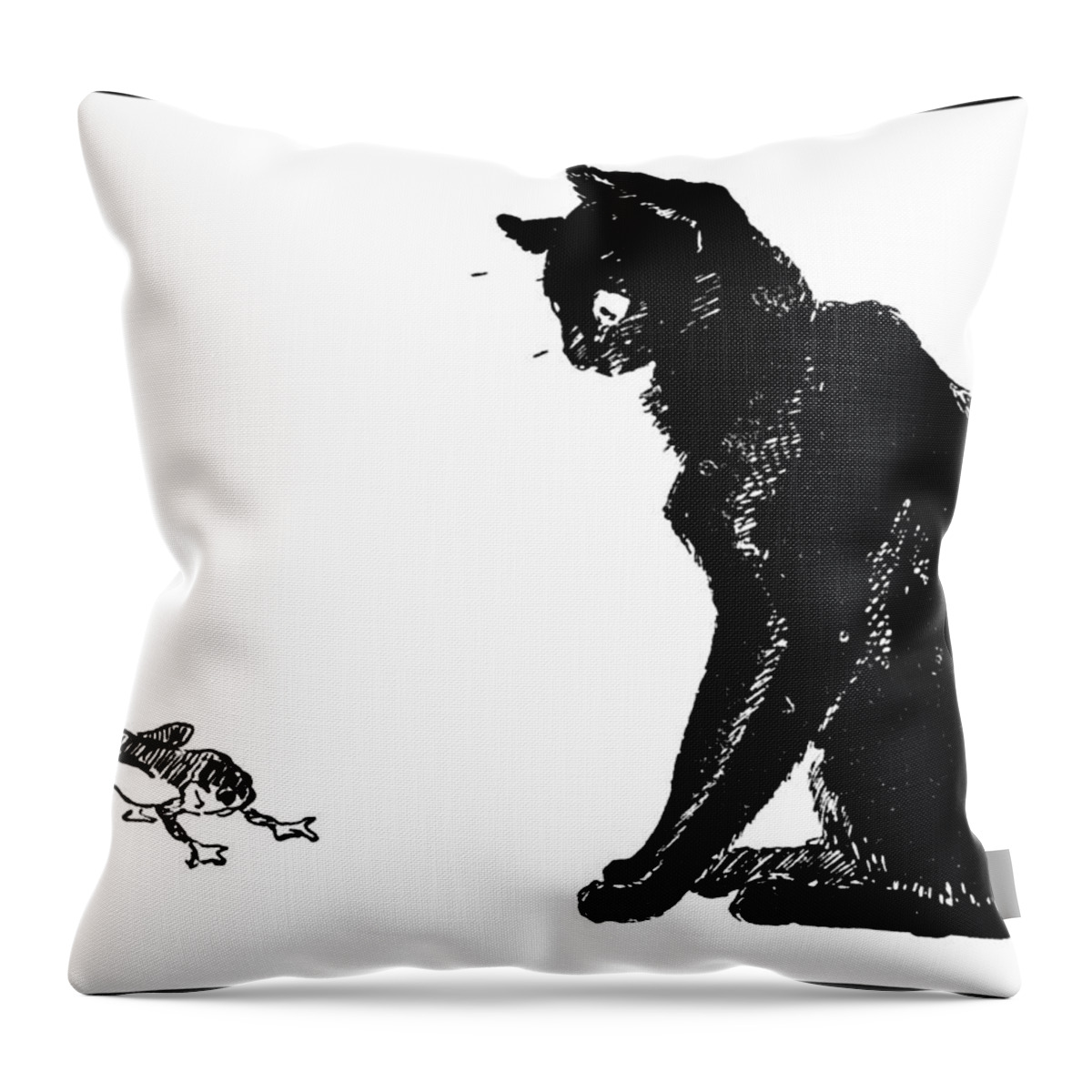 Cats- Pictures Without Words' 1897 Theophile Alexandre Steinlen 4 Throw Pillow featuring the painting Pictures without Words by MotionAge Designs