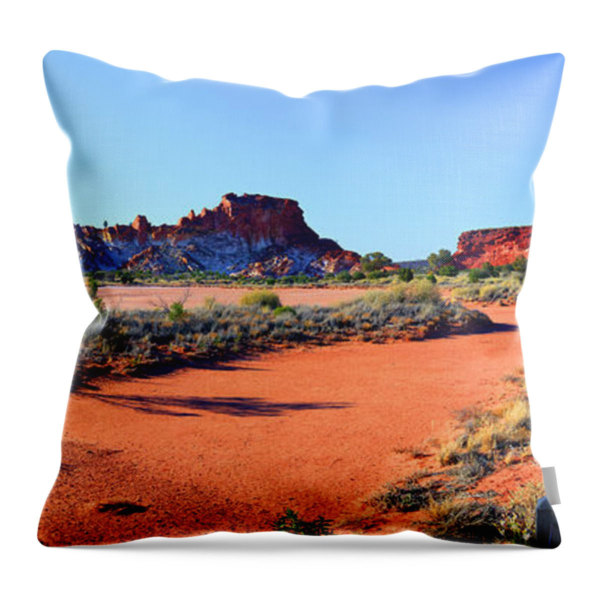 Rainbow Valley Outback Landscape Central Australia Australian Northern Territory Panorama Panoramic Clay Pan Dry Arid Throw Pillow featuring the photograph Rainbow Valley #19 by Bill Robinson