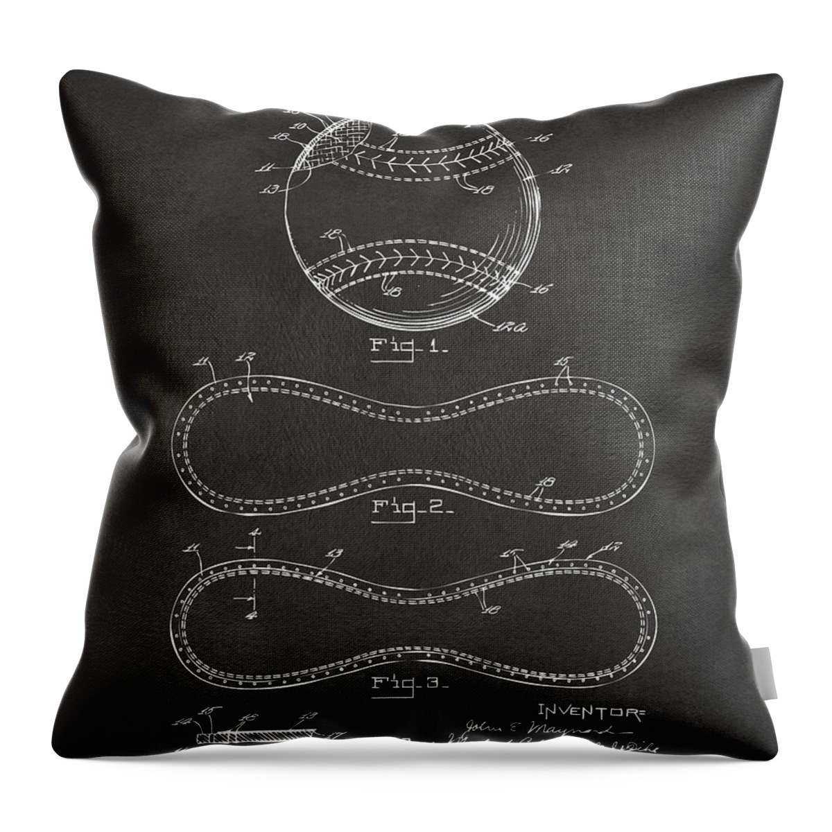 Baseball Throw Pillow featuring the digital art 1928 Baseball Patent Artwork - Gray by Nikki Marie Smith